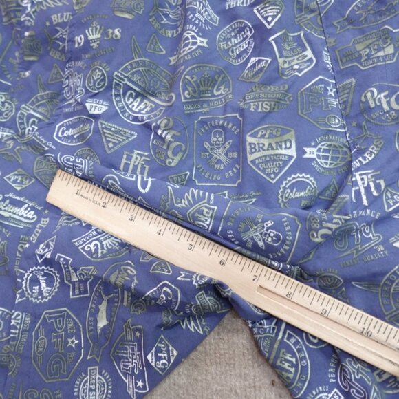 Columbia PFG Swim Shorts Large Blue All Over Print Lined 7" in - Picture 4 of 11
